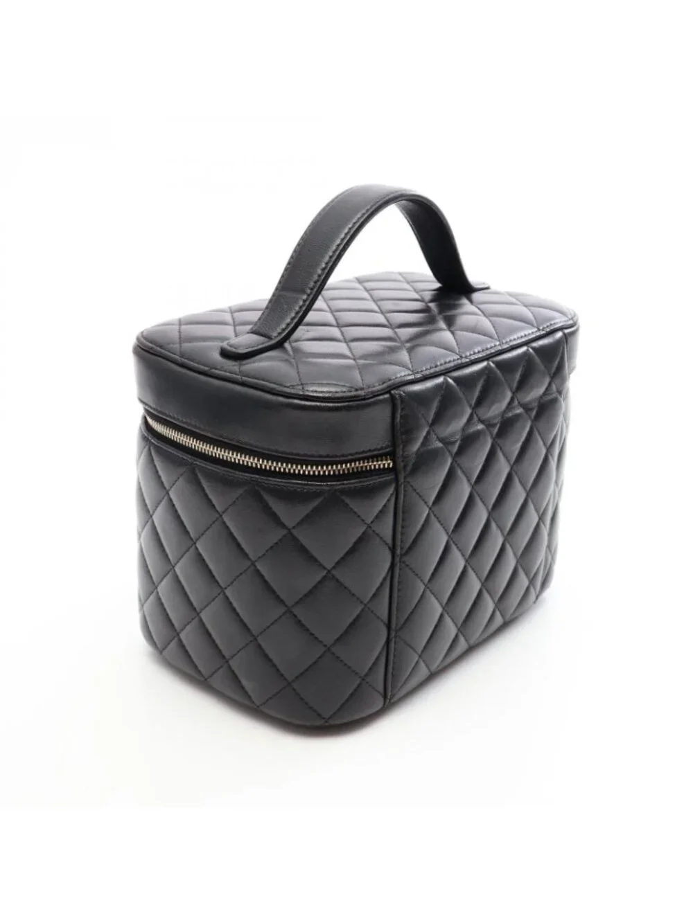 Chanel Handbag Quilted Black Lambskin Vanity